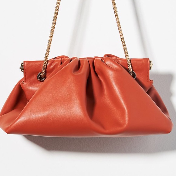 NWT Anthropologie pleated clutch shoulder bag BLAC - Picture 2 of 8